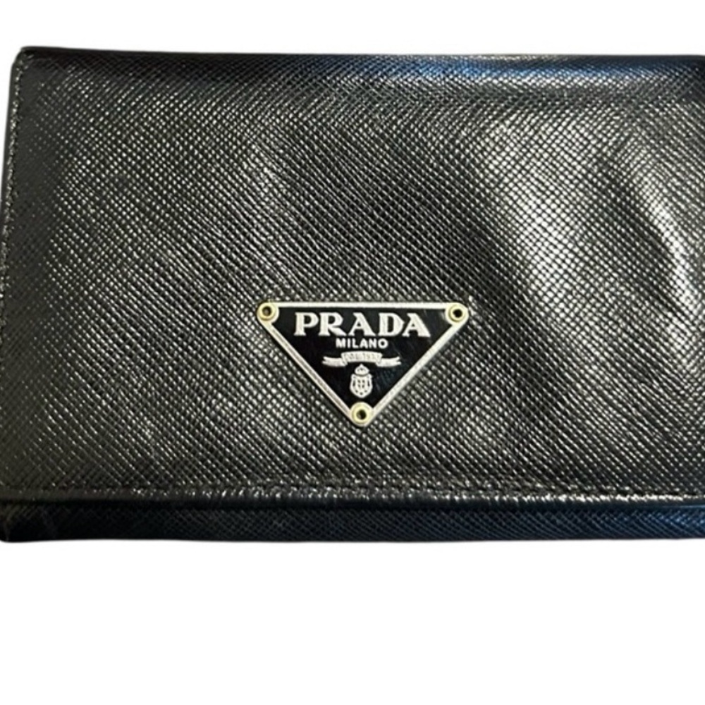 Like New: Prada Black Leather Card Holder